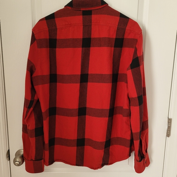 Madewell Heavyweight Twill Mens Plaid  Button Down Shirt black red size M - Picture 6 of 7